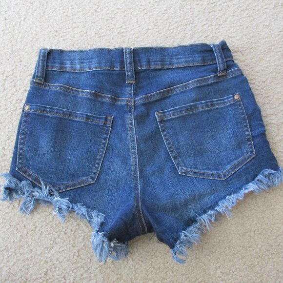 No Bo Button Fly High Rise Jean Shorts Womens Size 5 Blue Denim Cutoff Juniors‎ - Picture 4 of 4
